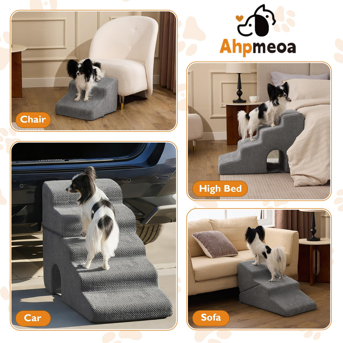 Grey 5-Step Dog Stairs J94793