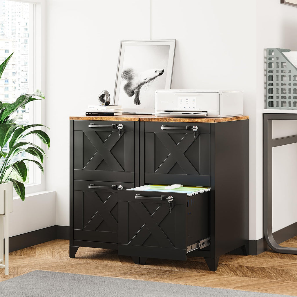 Black 2 Drawer Steel File Cabinet with Lock B247103