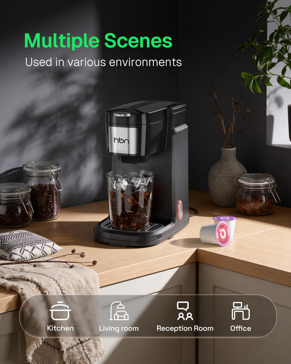 Single Serve Coffee Maker for K-Cup & Ground Coffee, Black E459