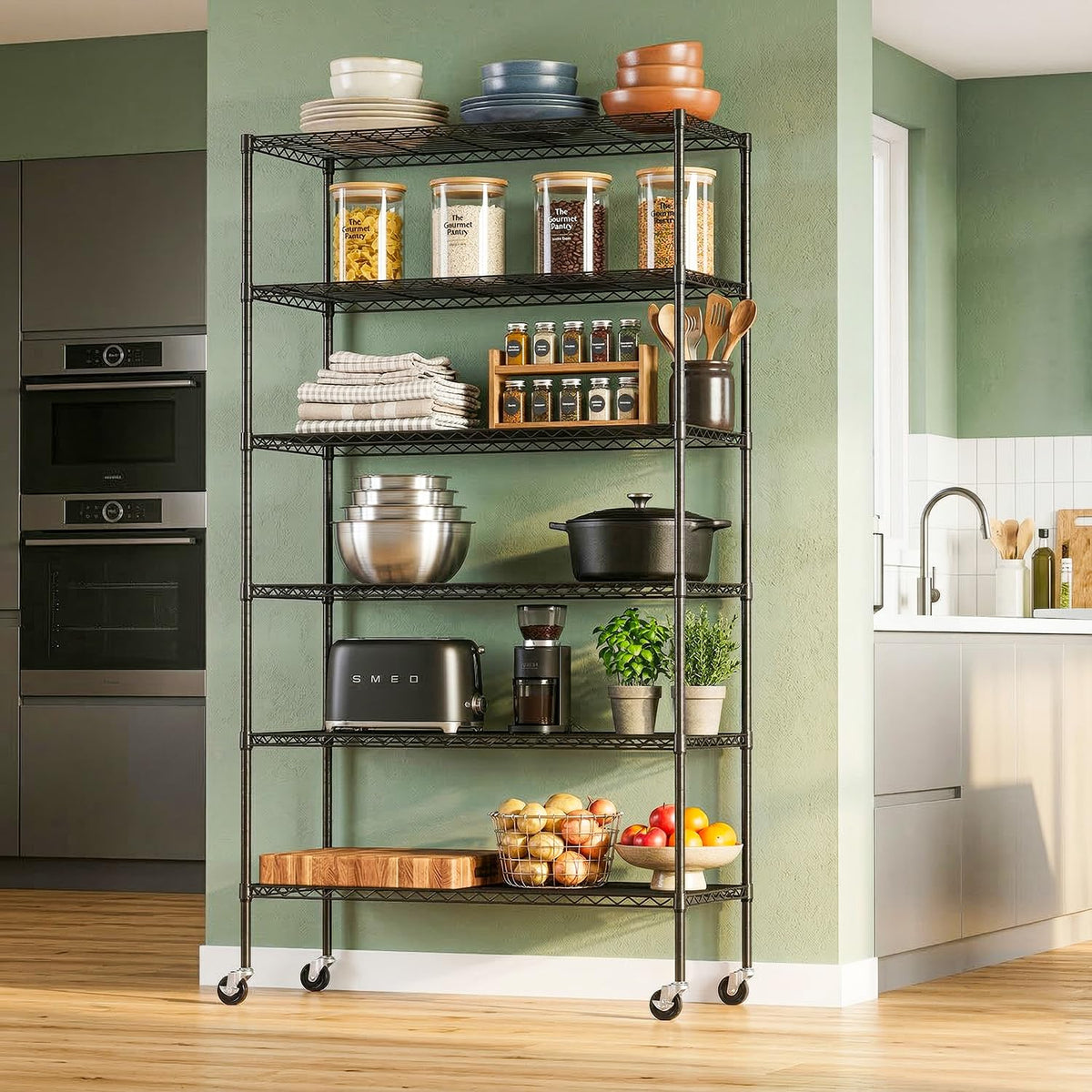 6-Tier Wire Shelf with Wheels W220