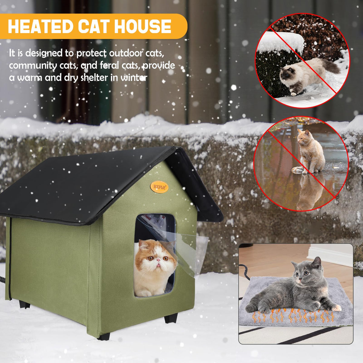 Heated Weatherproof Insulated Outdoor Cat House D145650