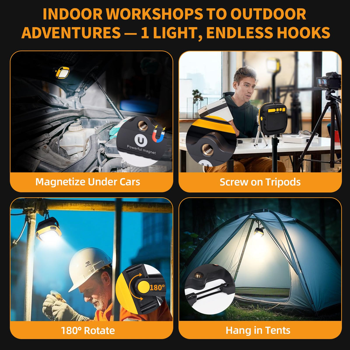 6000mAh Magnetic Rechargeable Work Light 4000 Lumen IP65 P278983
