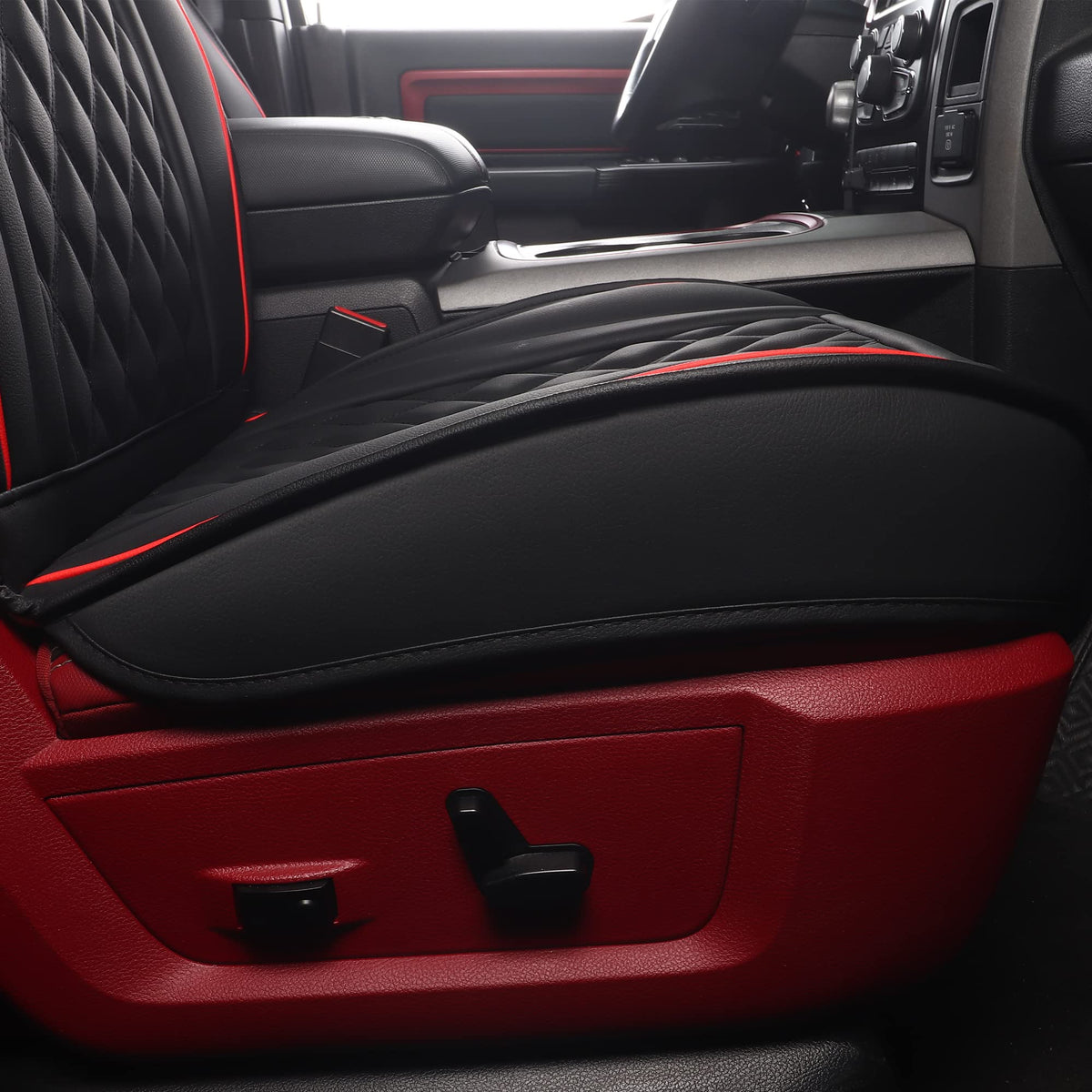 Waterproof Synthetic Leather Car Seat Covers 5PCS Full Set Black Red B780281