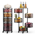 5 Tier Rotating Storage Rack Cart on Wheels, Black I339531