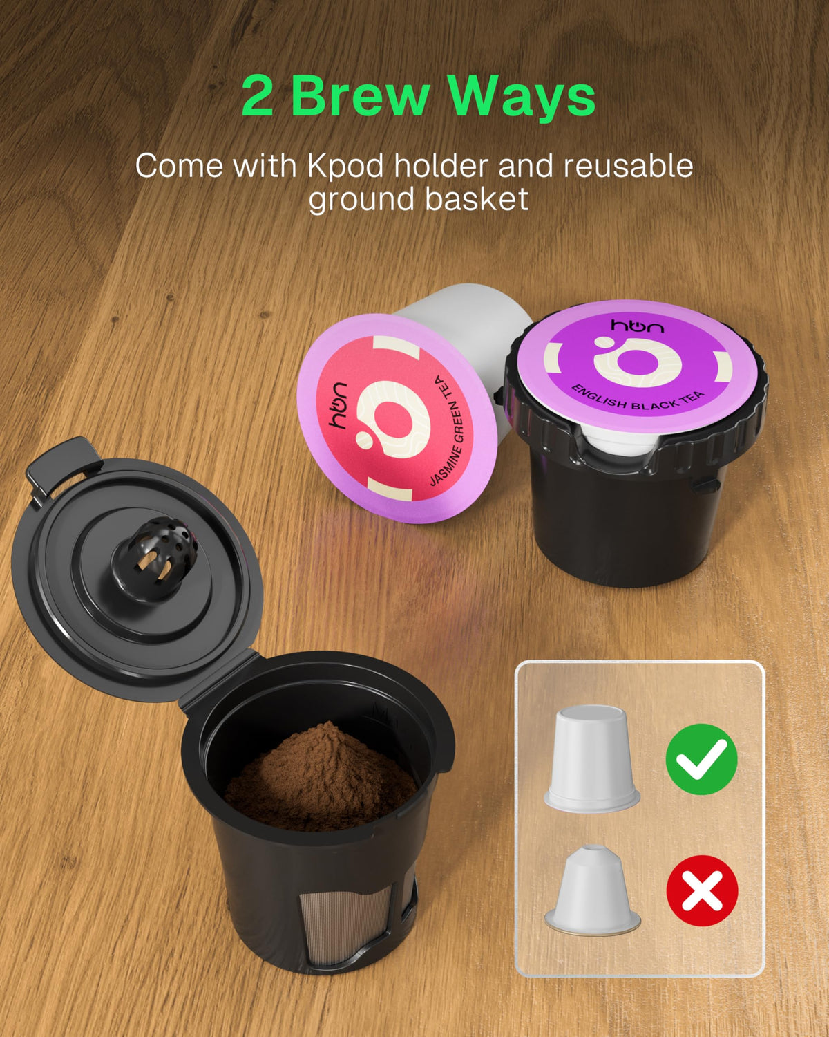 Single Serve Coffee Maker for K-Cup & Ground Coffee, Black E459