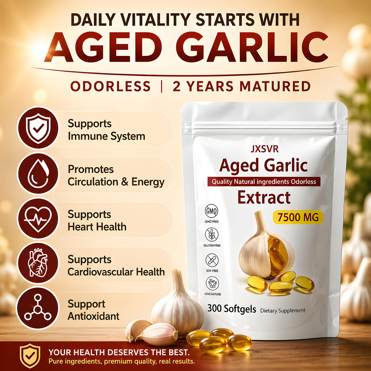 Odorless Aged Garlic Extract 300 Softgels G537