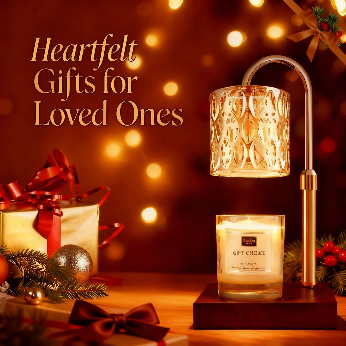 Height Adjustable Candle Warmer Lamp with Timer & Dimmer I56058