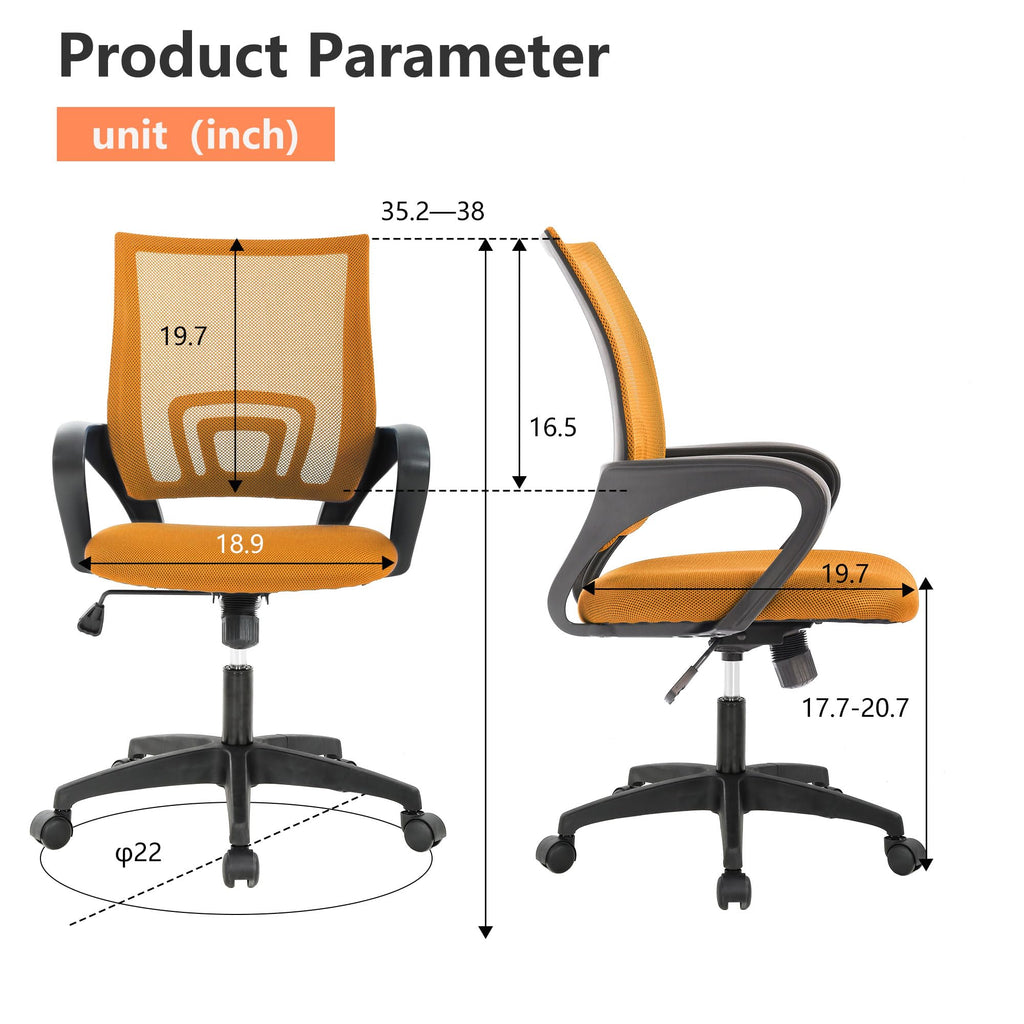 Orange Office Chair with Lumbar Support Y643