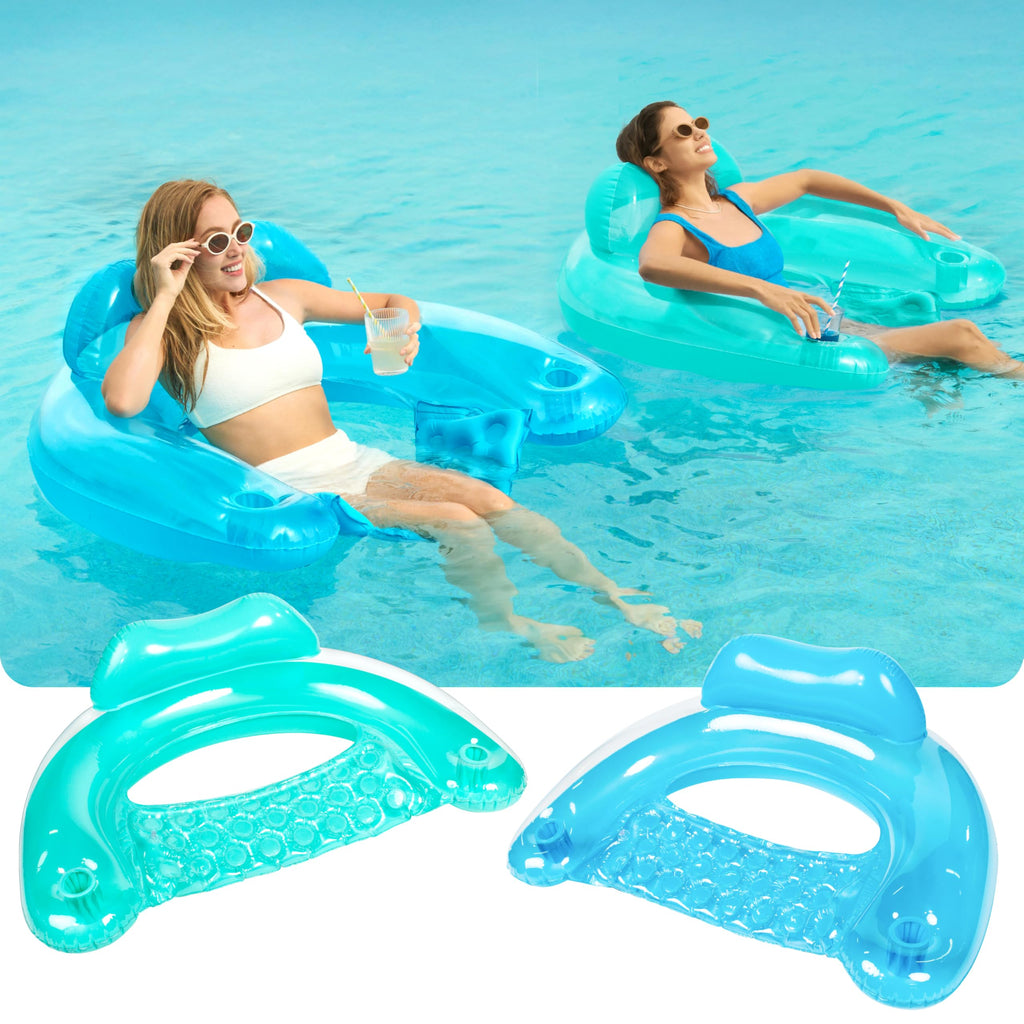 2 Pack Inflatable Pool Chairs with Cup Holders L912279