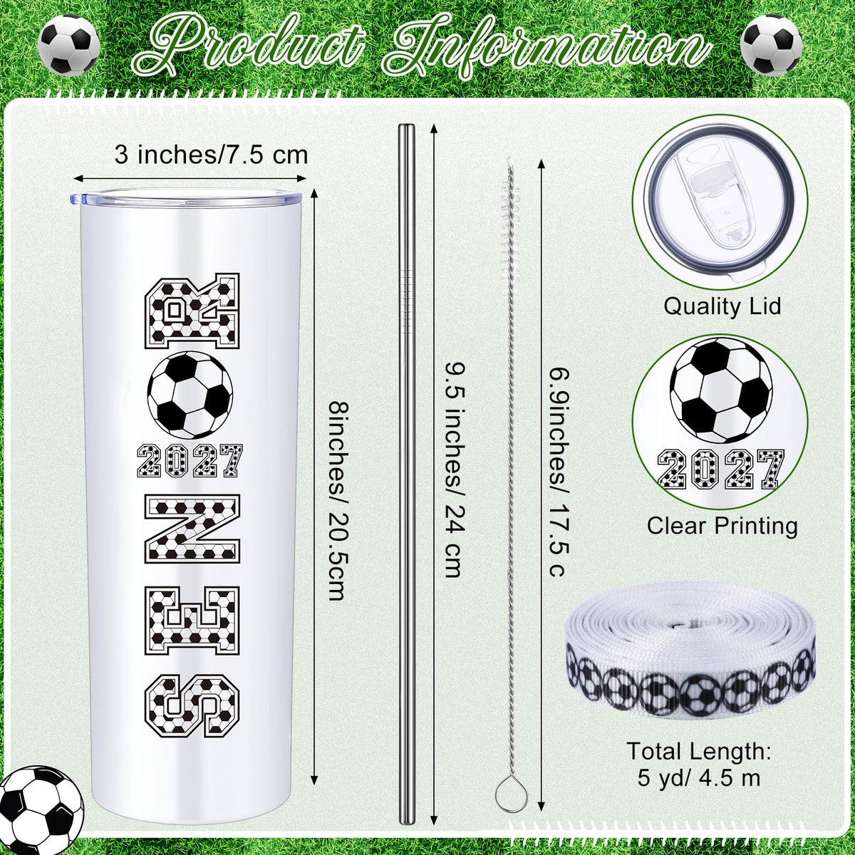 20 oz Soccer Tumblers Cups Q570315