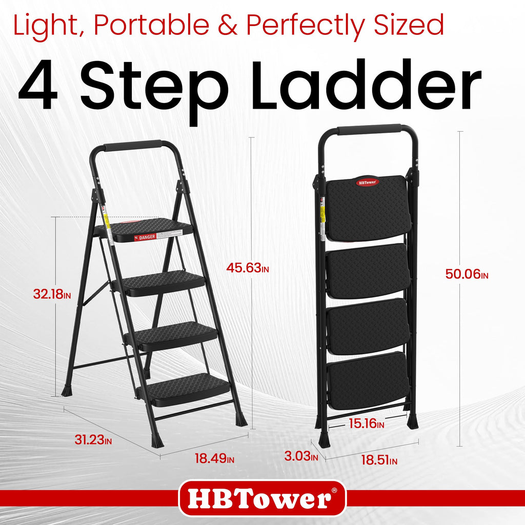 4 Step Ladder Foldable with Wide Anti-Slip Pedal V652283