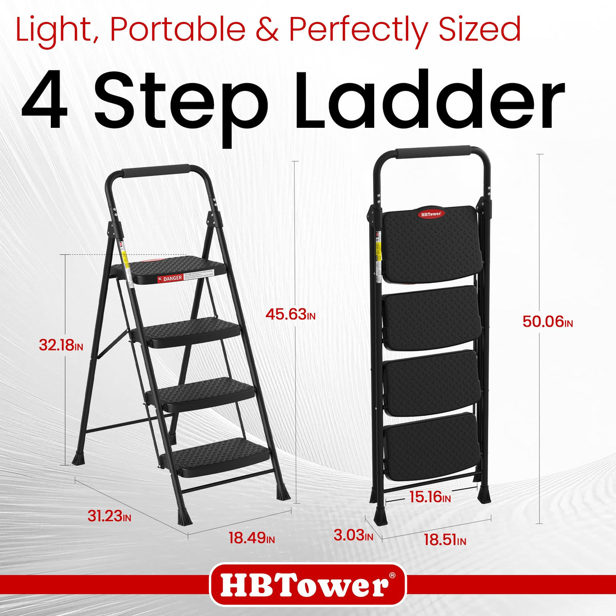 4 Step Ladder Foldable with Wide Anti-Slip Pedal V652283
