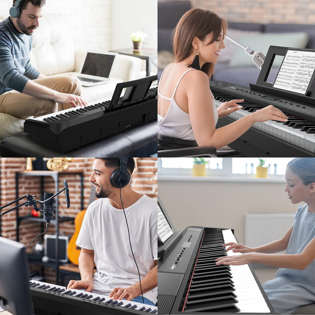 88 Keys Weighted Hammer Portable Electric Keyboard Piano with Stand T146