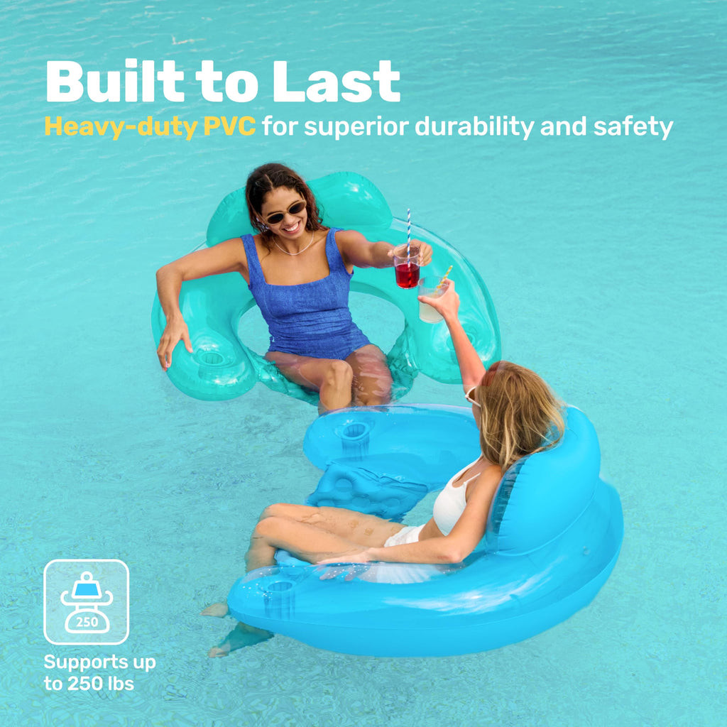 2 Pack Inflatable Pool Chairs with Cup Holders L912279