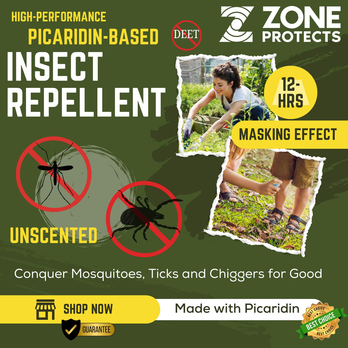 Unscented 10oz + 8oz Refill and Scented 4oz + Six 1oz Picaridin Insect Repellent Sprays F174615