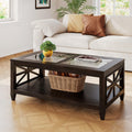 45.5"W Solid Wood Glass Coffee Table A3348
