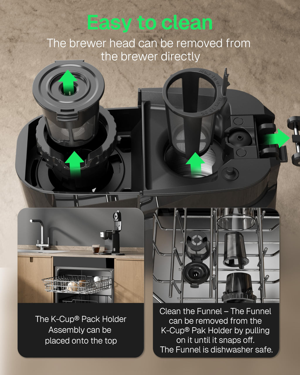 Single Serve Coffee Maker for K-Cup & Ground Coffee, Black E459