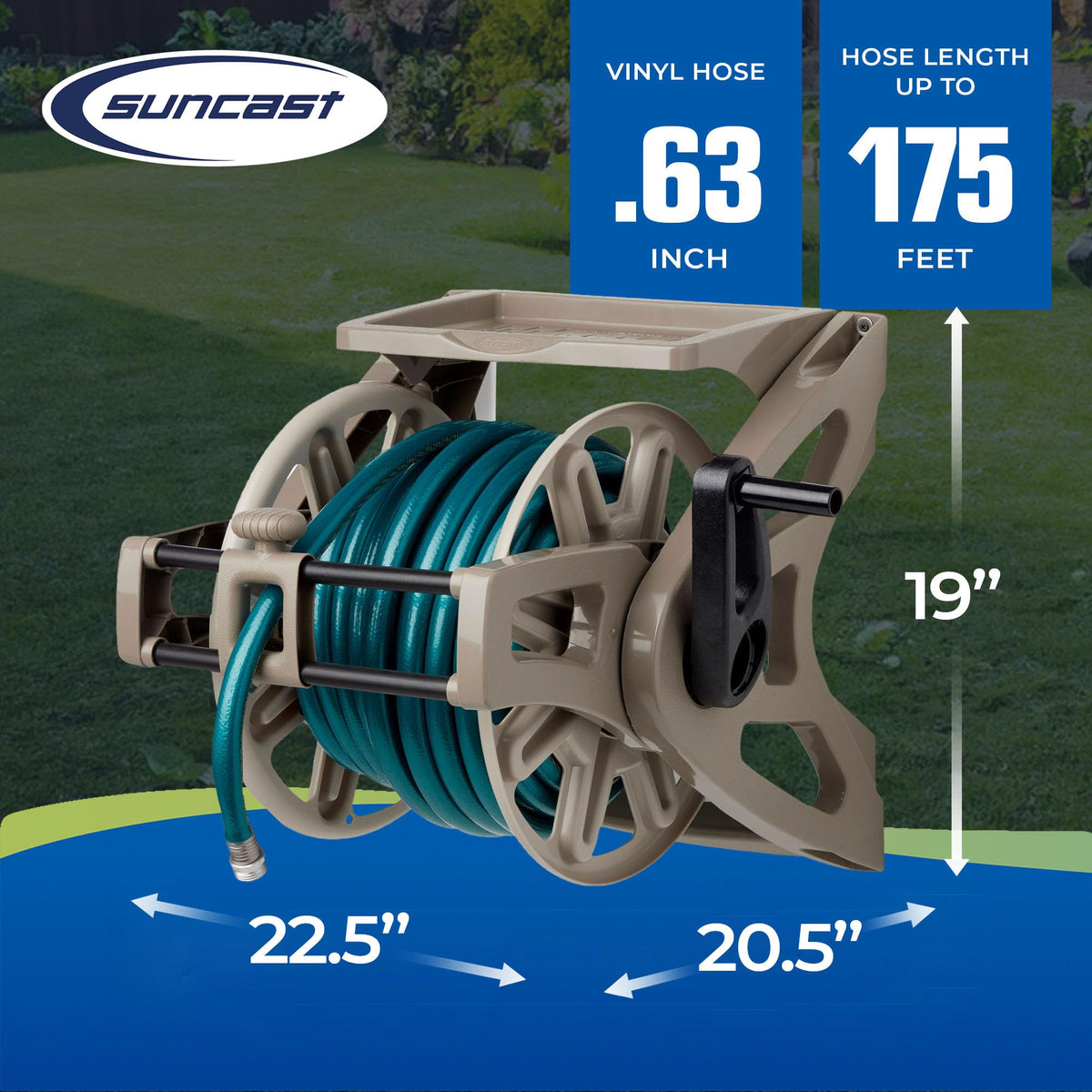 Wall-Mount Hose Reel with Storage Tray A679