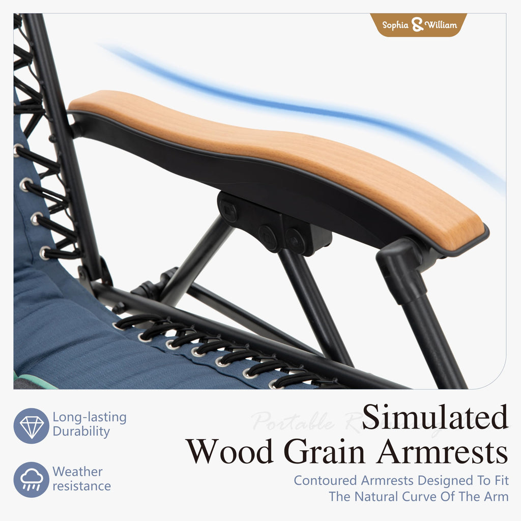 Blue Padded Zero Gravity Chair Set of 2 M6204