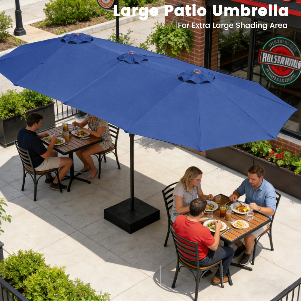 15FT Double-Sided Rectangle Patio Umbrella with Base M7433