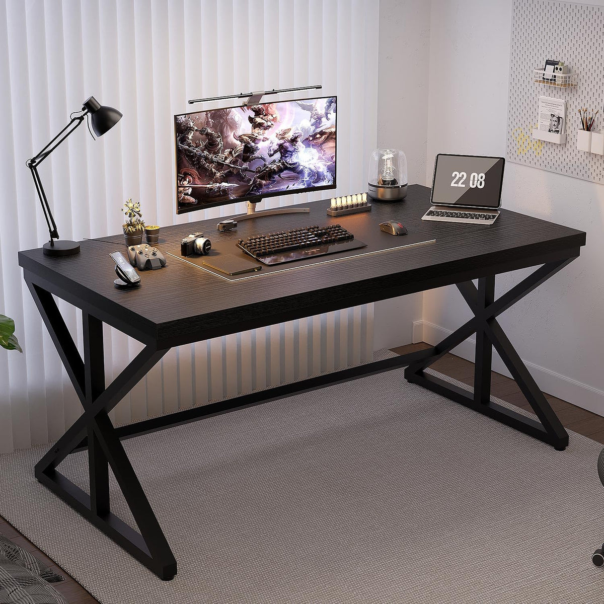 Black 47 Inch Wooden Metal Office Desk H234254