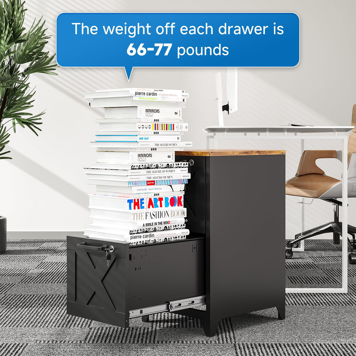 Black 2 Drawer Steel File Cabinet with Lock B247103