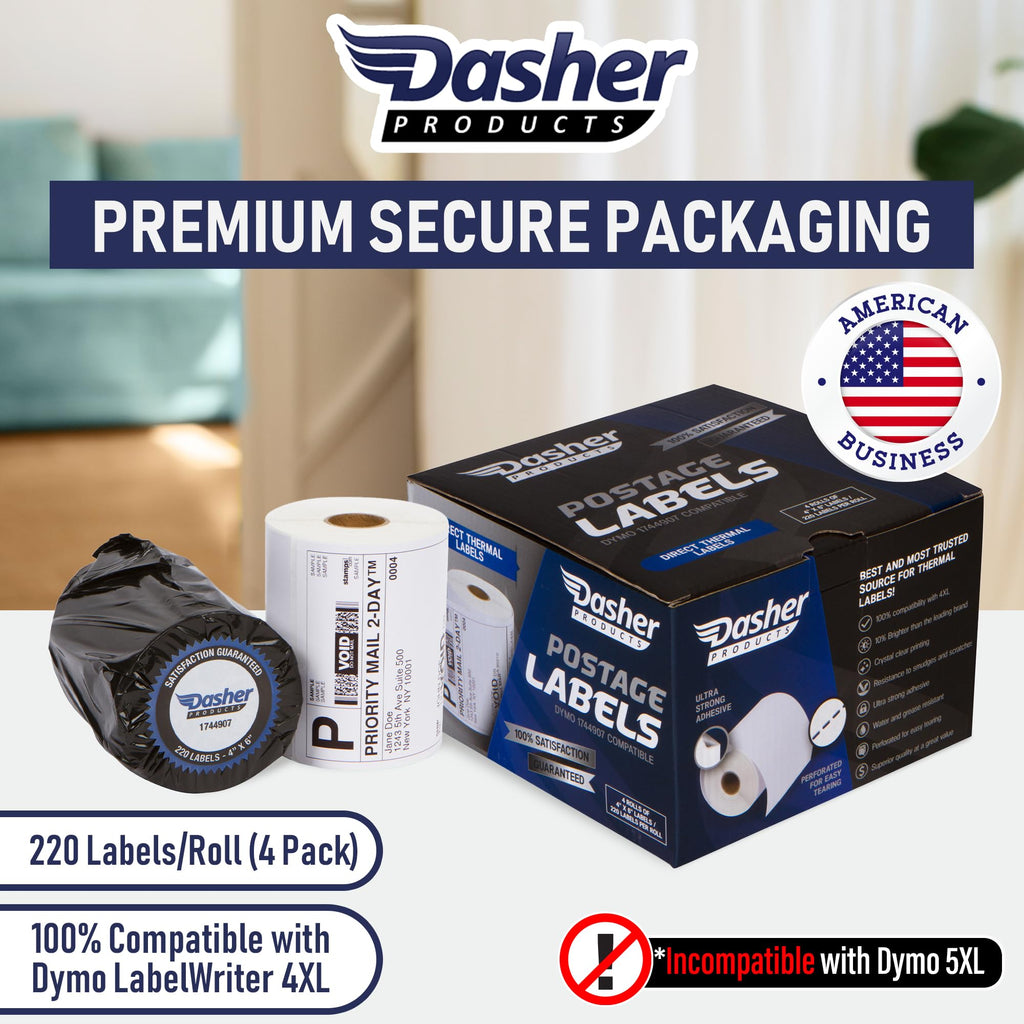 Thermal Shipping Labels 4x6, Water Resistant, Strong Adhesive, 220 per Roll U900645