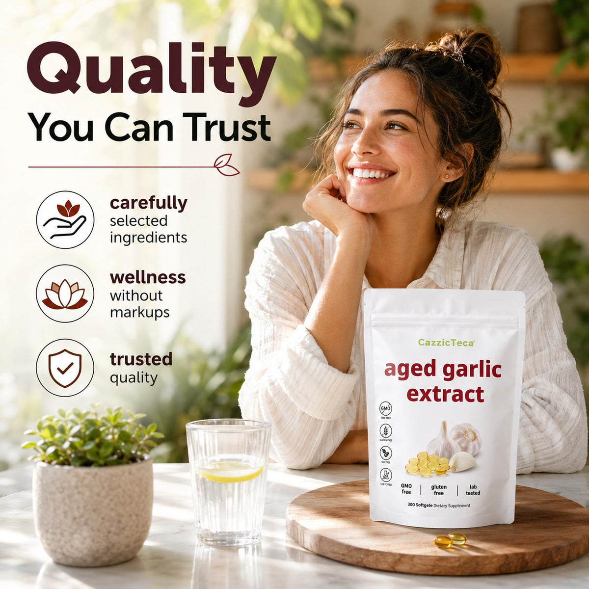 Odorless Organic Garlic Extract 7500mg 300 Softgels U4042