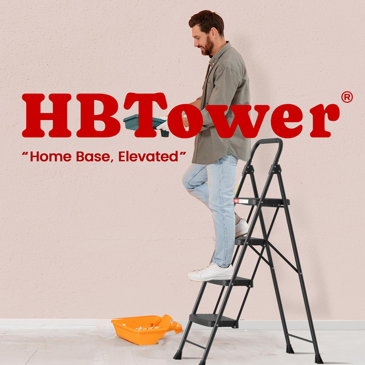 4 Step Ladder Foldable with Wide Anti-Slip Pedal V652283