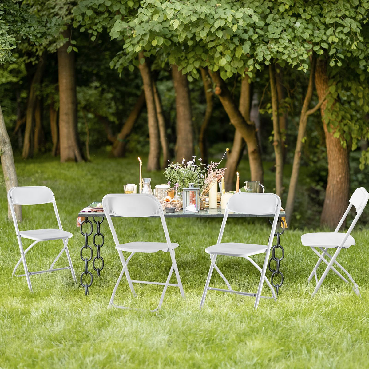 White 10 Pack Folding Chair with 330-Pound Capacity W436