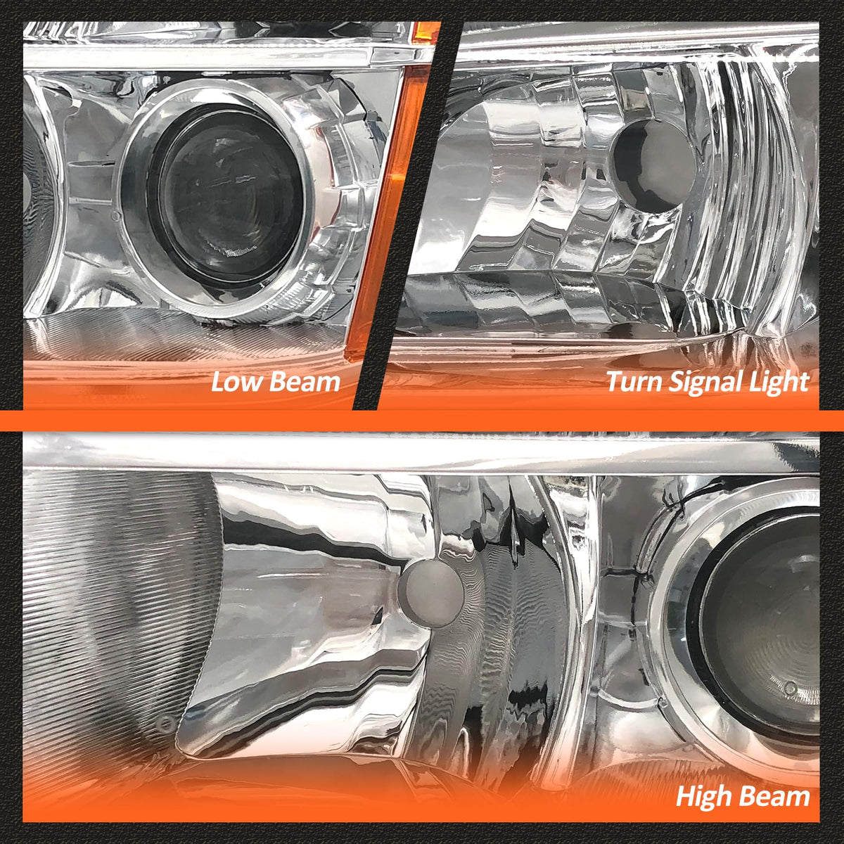 2006-2008 Honda Pilot Headlights Assembly Chrome Pair H37195