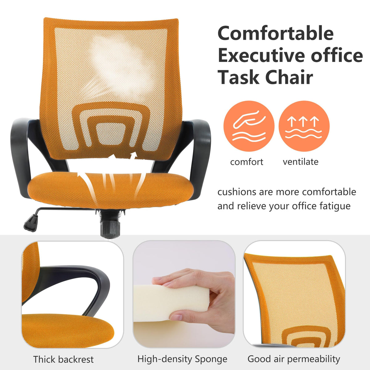 Orange Office Chair with Lumbar Support Y643