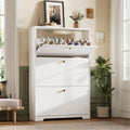 White 3 Flip Drawers Narrow Shoe Storage Cabinet G4788