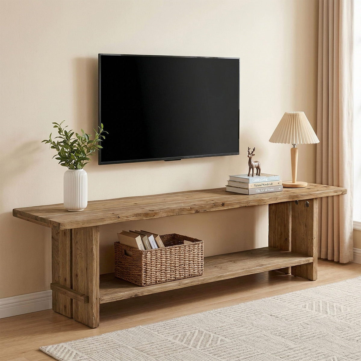 71" Solid Wood 2-Tier TV Stand W311