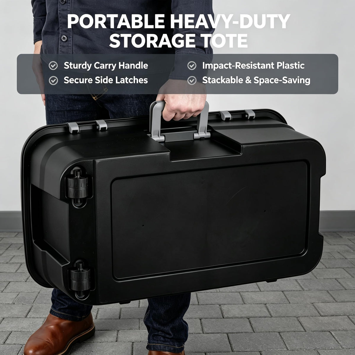Black 22 Gallon Wheeled Plastic Storage Trunk X5585