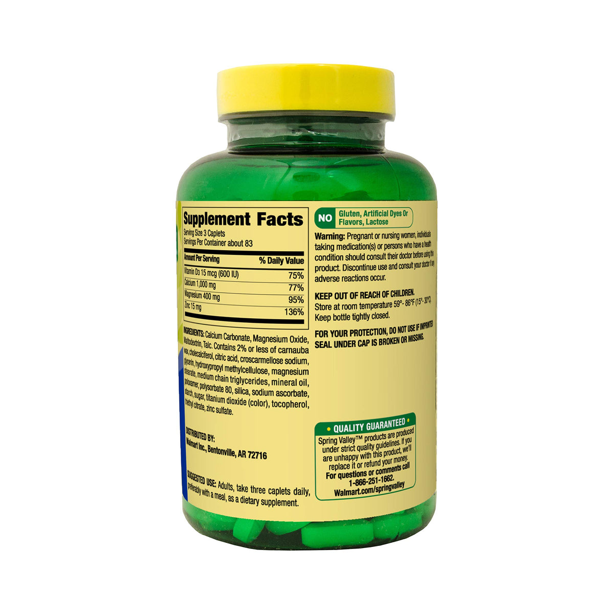 Calcium Magnesium Zinc Plus Vitamin D3 250 Coated Caplets A924