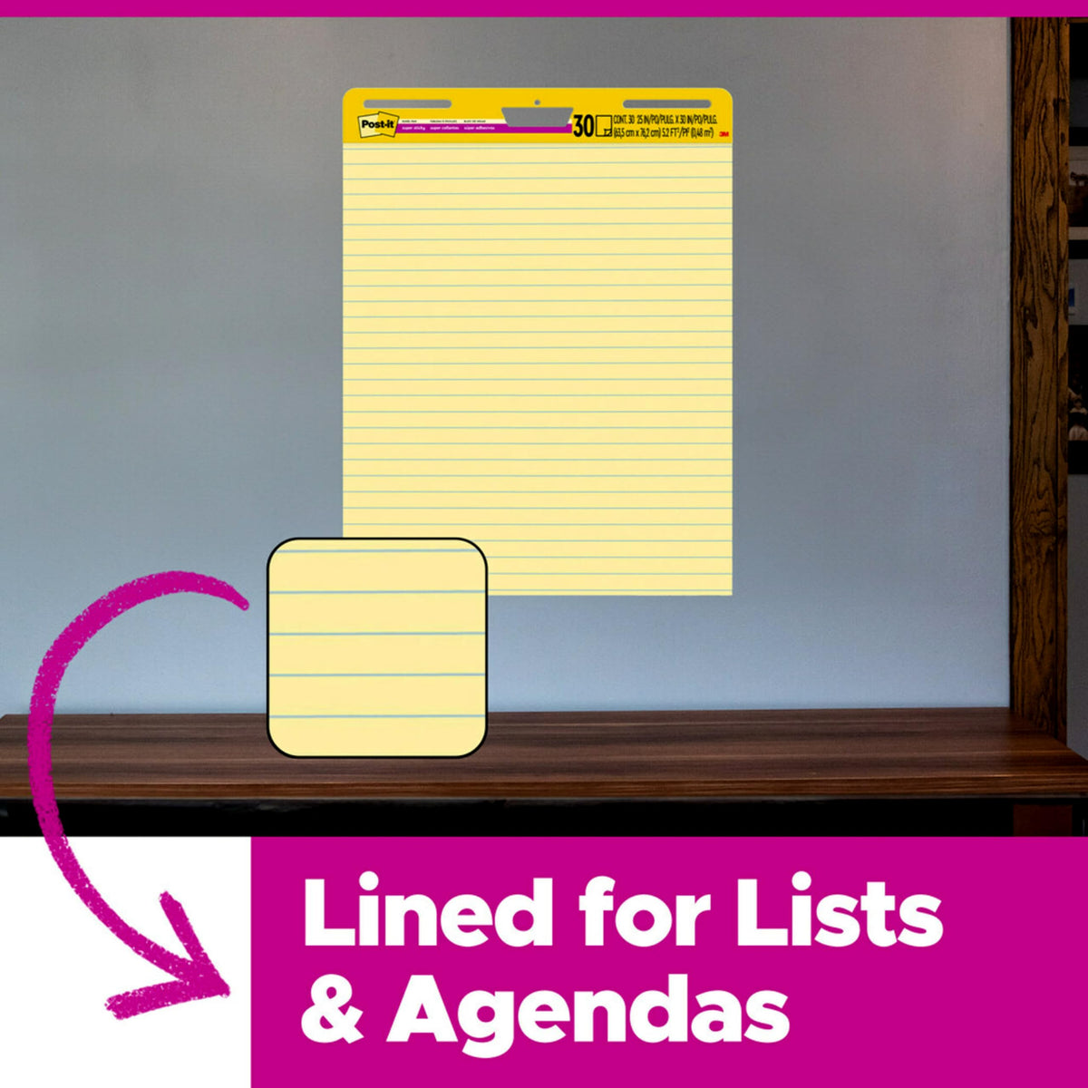 Yellow Lined Self Stick Flip Chart Paper F51755