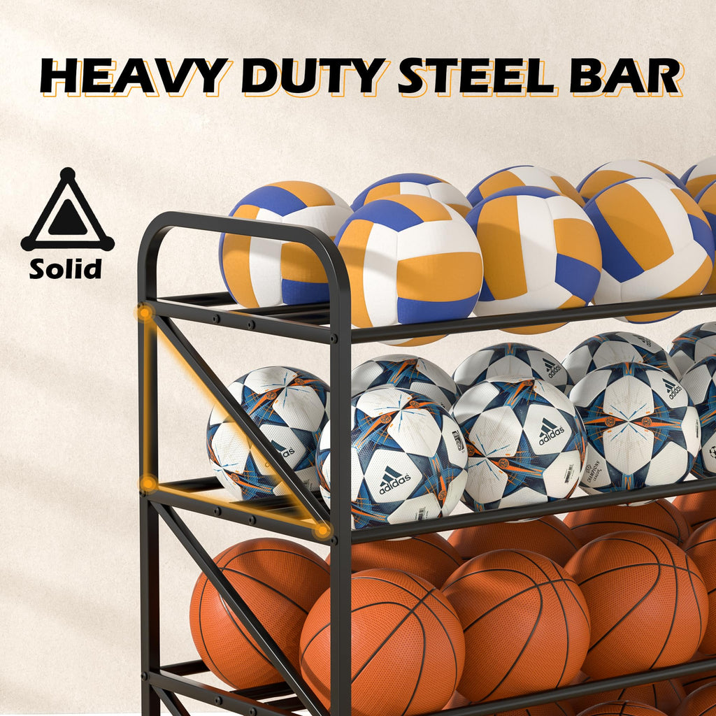 4-Tier 40-Ball Basketball Rack with Wheels B95279
