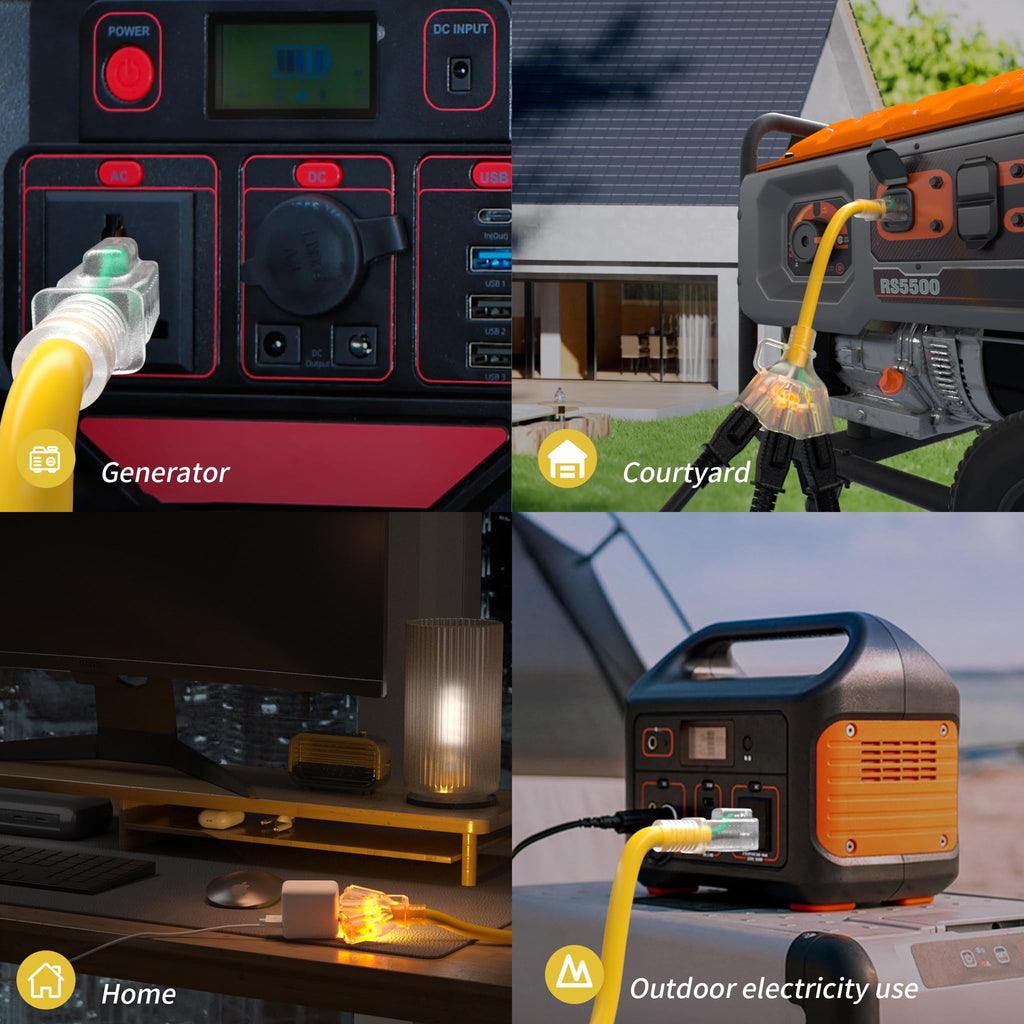 12 FT 12 Gauge Yellow Heavy Duty Outdoor Extension Cord Waterproof Y1676