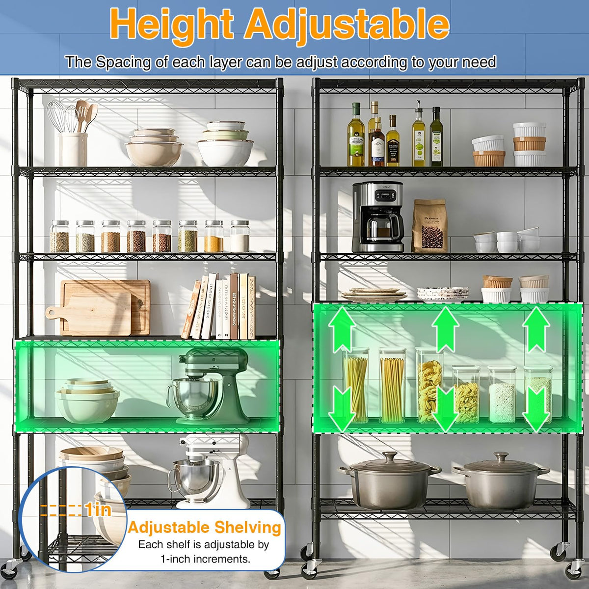 6-Tier Wire Shelf with Wheels W220