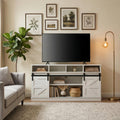 White 58 Inch Farmhouse TV Stand with Sliding Barn Doors G659