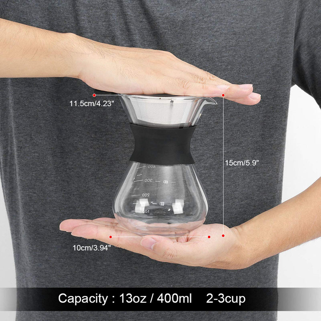 Pour Over Coffee Maker, Paperless Glass Dripper 400ML E7220