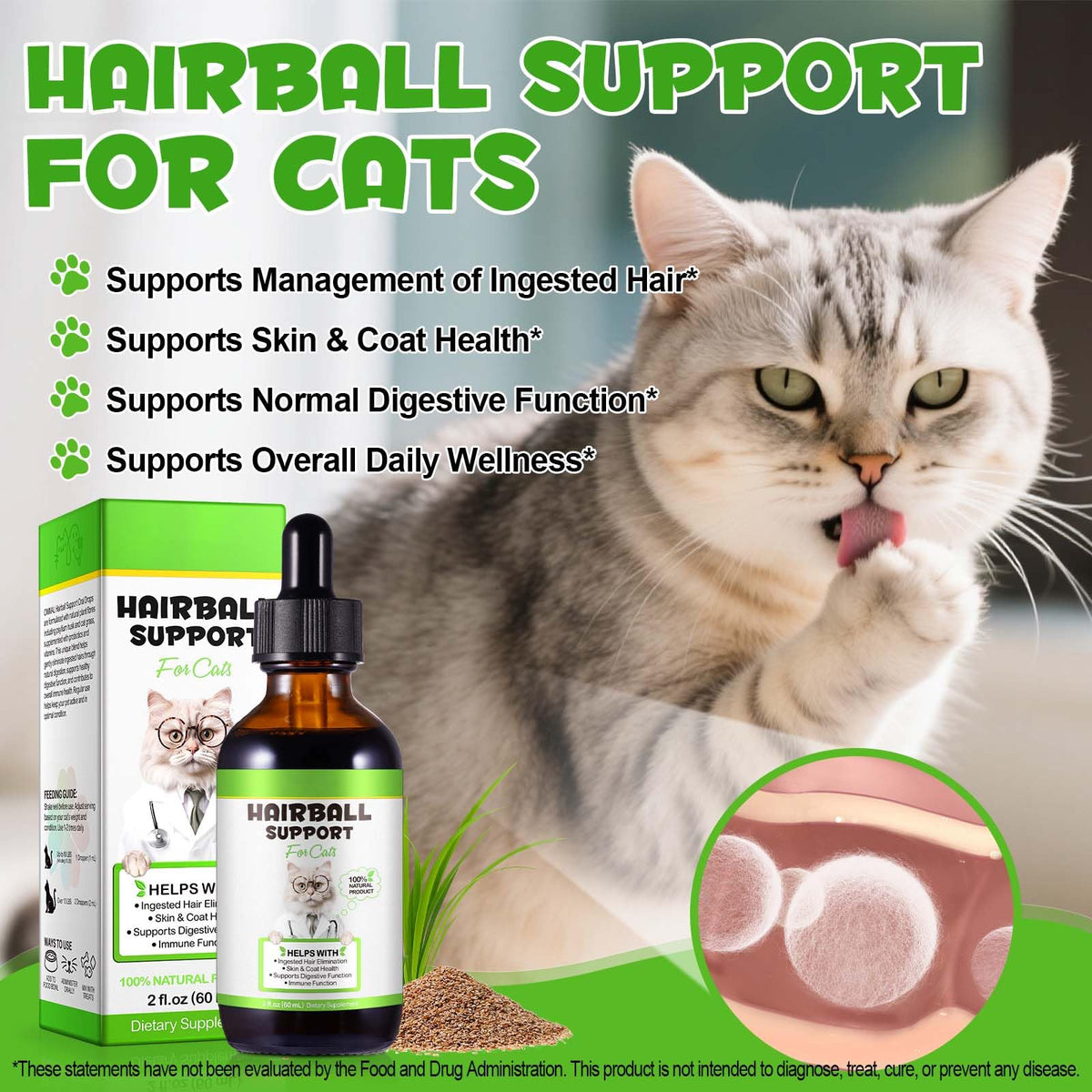 Cat Hairball Remedy Digestive Aid Drops 60ml J725813