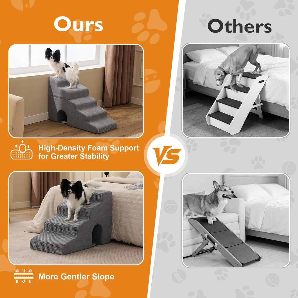 Grey 5-Step Dog Stairs J94793
