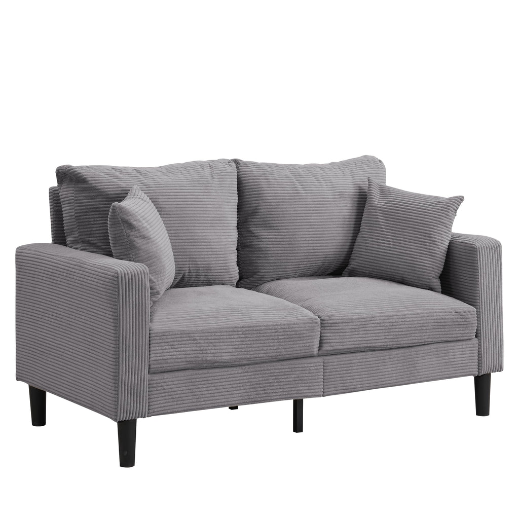 Oversized Corduroy Sofa with 2 Throw Pillows B4550