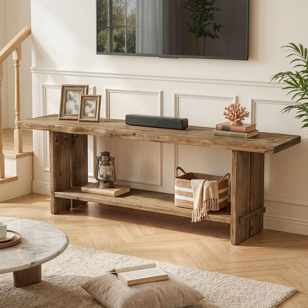71" Solid Wood 2-Tier TV Stand W311