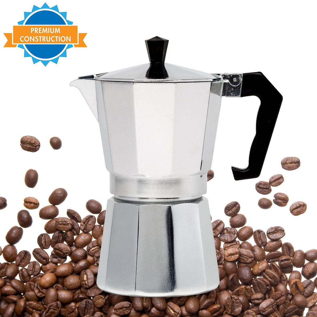 Stovetop Espresso and Coffee Maker, 6 Espresso Cups, Silver W229587