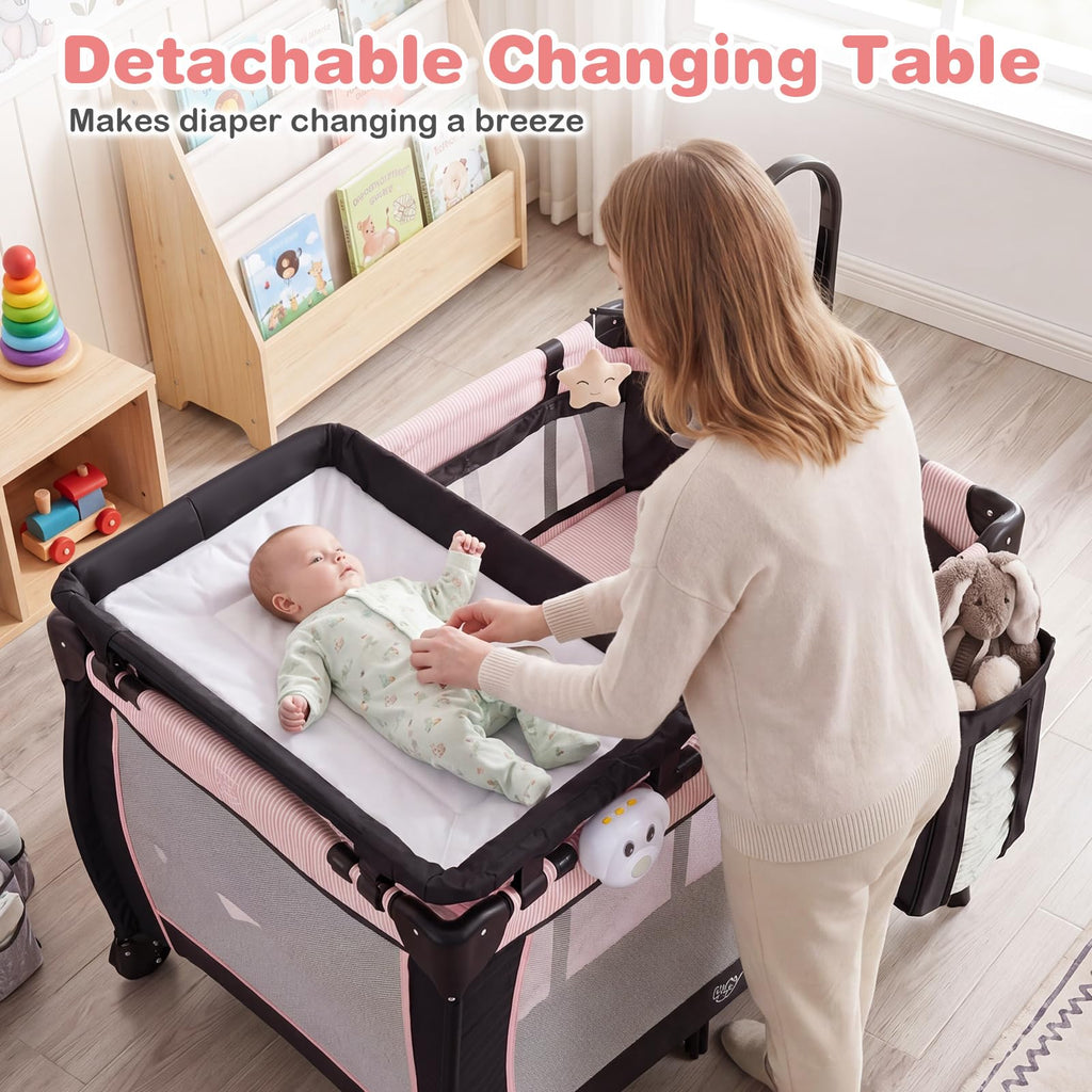 3 in 1 Pack and Play Portable Baby Playard with Bassinet T25956