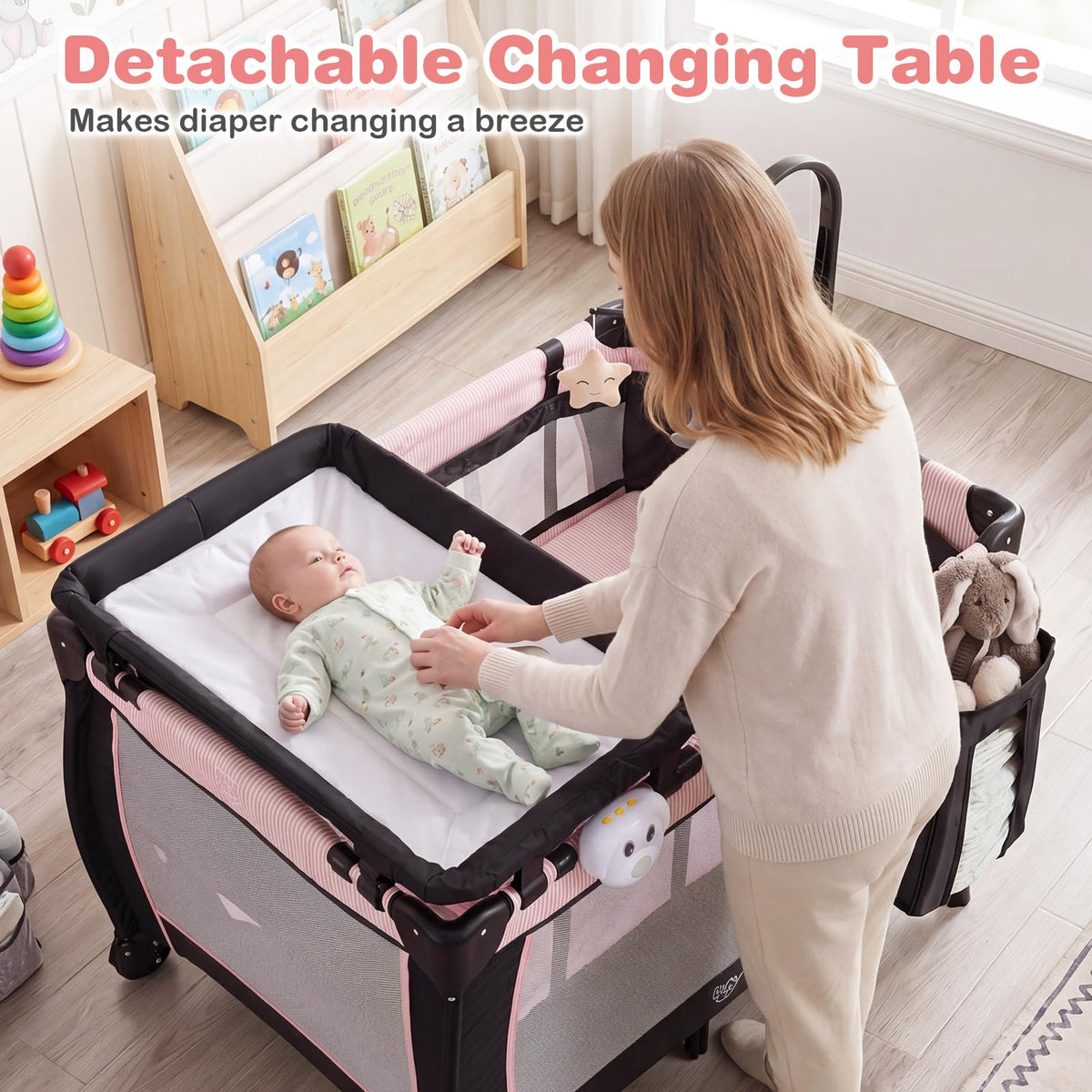 3 in 1 Pack and Play Portable Baby Playard with Bassinet T25956