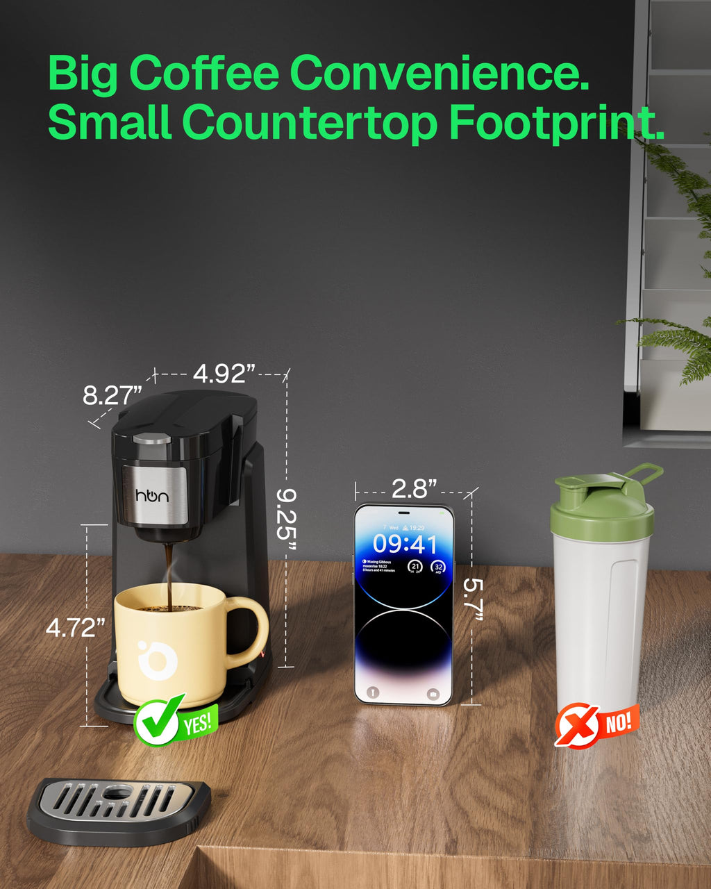 Single Serve Coffee Maker for K-Cup & Ground Coffee, Black E459